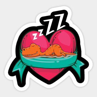 Valentines Day Heart T Rex Kids Tee, Cute Dinosaur Sleeping Sticker
